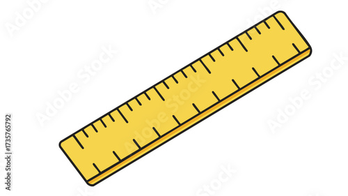 A simple yellow ruler with black measurement markings on a white background, used for drawing and measuring.