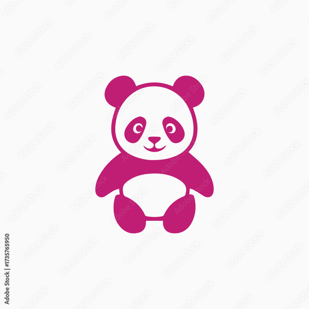 Fototapeta premium Silhouette style vector minimal panda logo design icon in black color, simple line art illustration, creative branding element for wildlife, nature, merchandise, digital projects, modern minimalist ar
