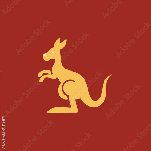 Silhouette style vector minimal kangaroo logo design icon in black color, simple line art illustration, creative branding symbol for wildlife, nature, merchandise, digital projects, modern minimalist 
