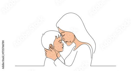 A tender moment shared between a mother and her child in a gentle embrace.