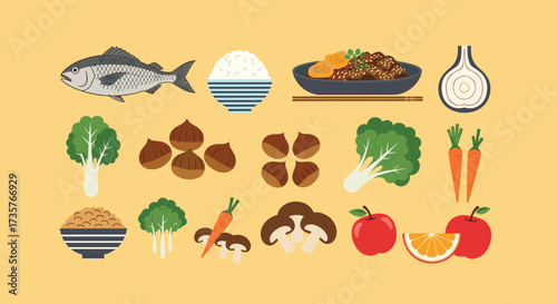 A delightful assortment of pixel art food items.