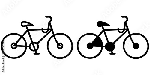 Vintage black bicycle isolated on white with wheels, pedals, and seat ready for a retro street ride, illustrating the sport of cycling and transport activity