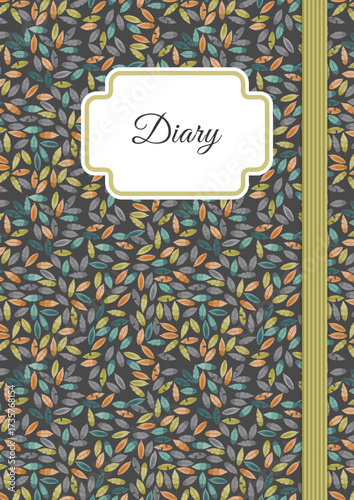 Diary or notebook for your secret thoughts with a binder and colorful feathers, usable for websites, cards, brochures. Adjustable title