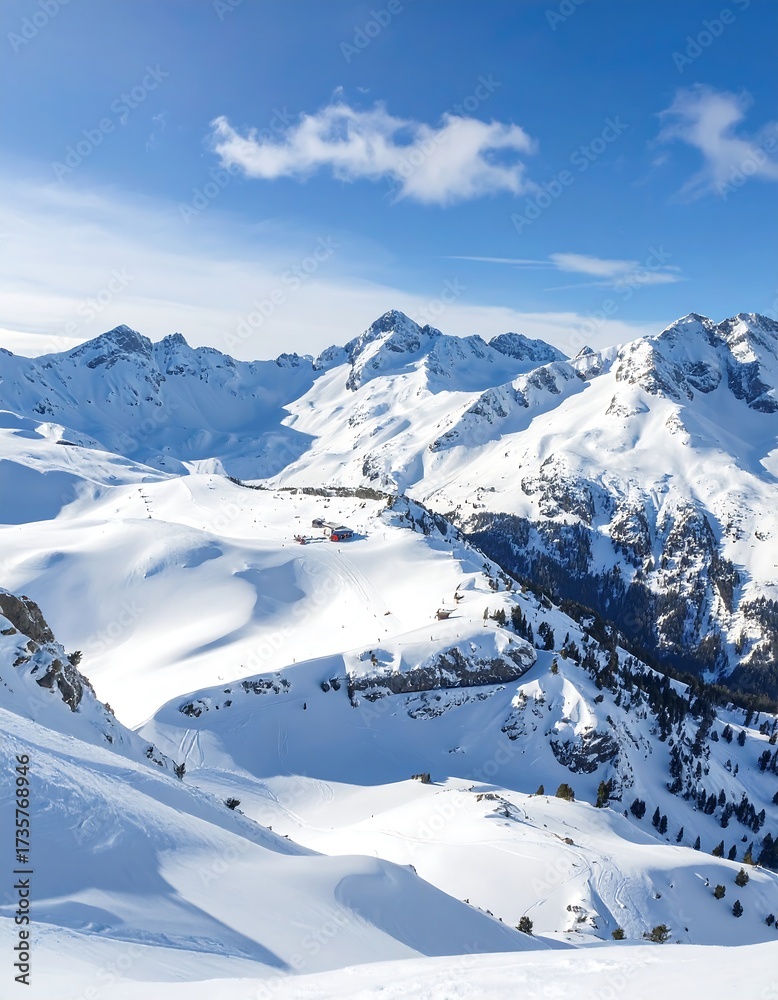 Naklejka premium Snowy mountain range landscape