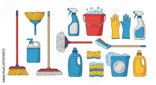 A collection of cleaning supplies for your home.
