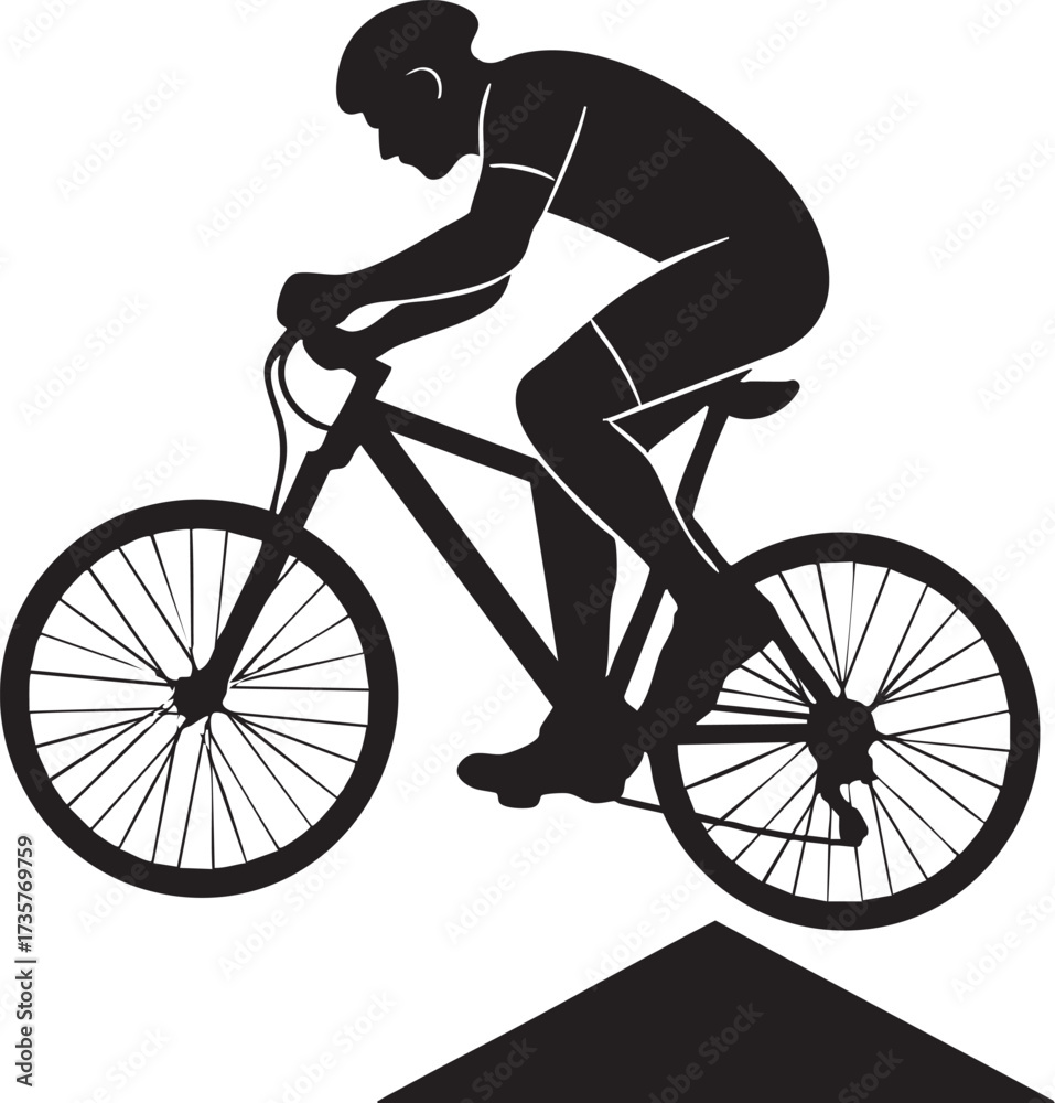 Naklejka premium Cyclist Jump Trick Pose silhouette vector