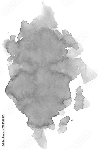 Black ink watercolor texture isolated on white background