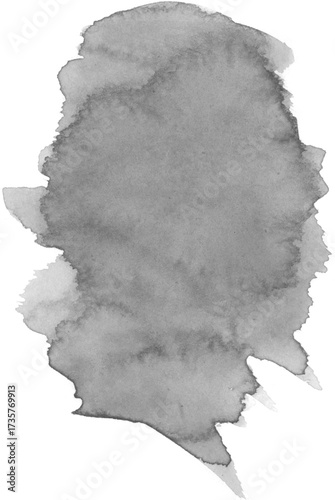 Black ink watercolor texture isolated on white background