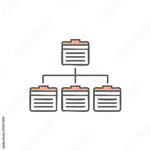 Business Hierarchy Flowchart and Data Structure Doodle Icon