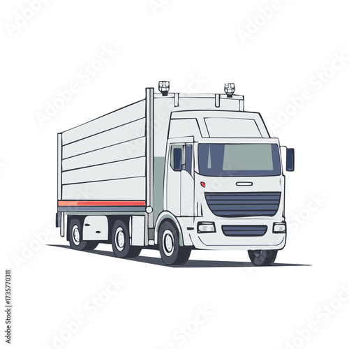 Illustration of a White Dump Truck for hauling building materials and large waste removal service