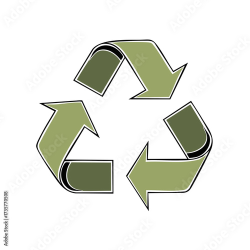 Green recycling symbol with three chasing arrows indicating sustainability and eco friendly practices