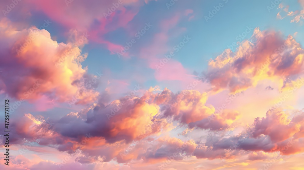 Obraz premium Sunset Sky With Pink And Orange Clouds