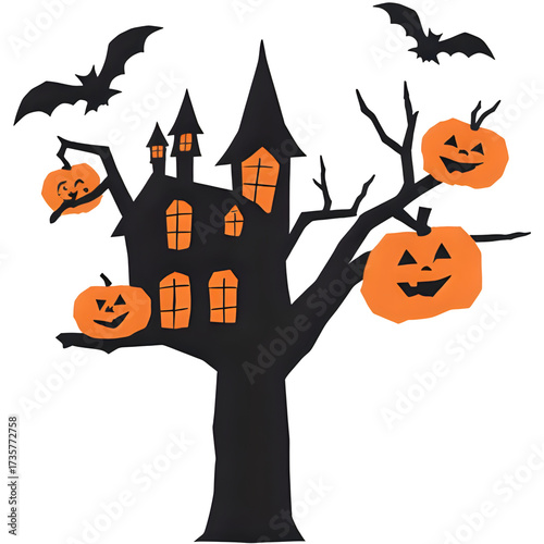halloween background with pumpkin and bats