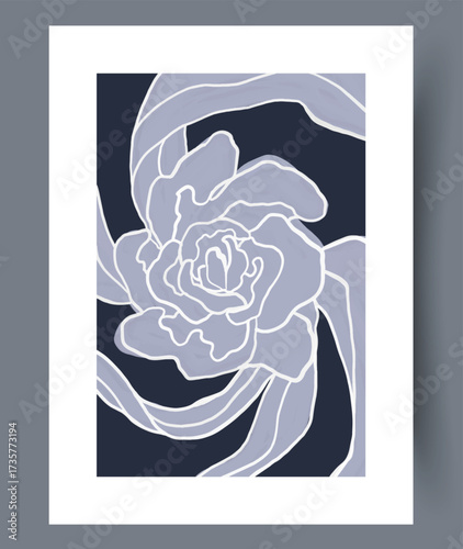 An Elegant Abstract Floral Design Featuring Beautiful Swirls Set Against a Dark Background