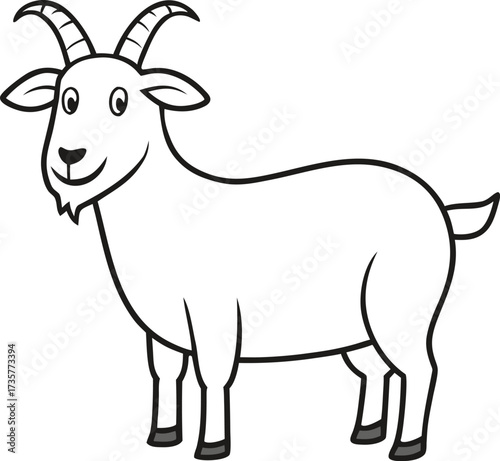 Cartoon Outline of a White Goat Standing goat, cartoon, outline, animal, farm animal vector illustration EPS file download.
