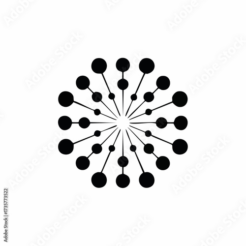 Abstract radial design with connected dots and lines.