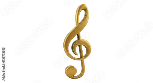 Obraz na plátně Golden treble clef isolated on transparent background, musical symbol for music