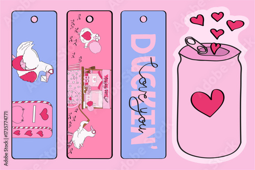 cute Valentine's Day funfair bookmarks 