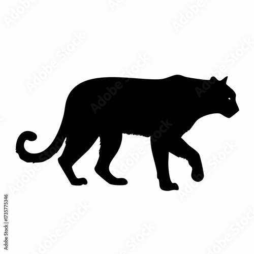Black panther silhouette walking with focused gaze and stealth.