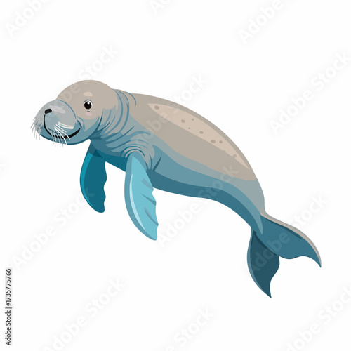 Gentle Manatee Swimming Gracefully Through the Ocean Waters.