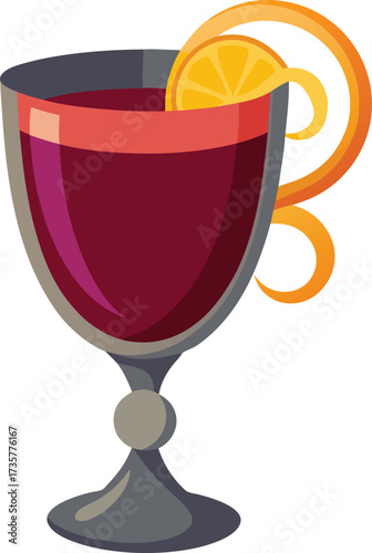 Christmas Mulled Wine Warmth inviting winter goblet of spiced red wine with orange and steam