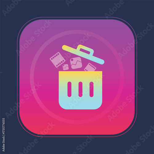 Gradient trash bin icons for mobile app interface. Modern delete symbol vector. Stylish trash can vector, rubbish container logo.