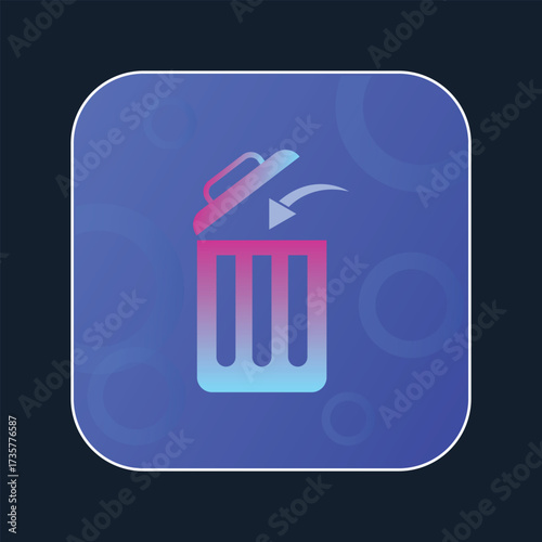 Gradient trash bin icons for mobile app interface. Modern delete symbol vector. Stylish trash can vector, rubbish container logo.