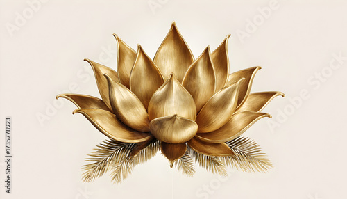 Golden Lotus Flower Wall Decor Elegant Metallic Botanical Art for Interior Design