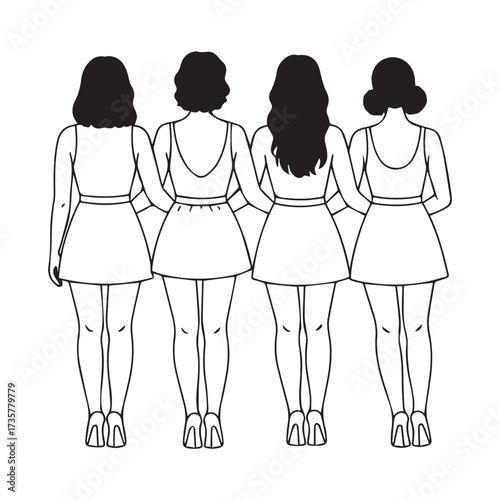 Customizable Best Friends Clipart with Back View