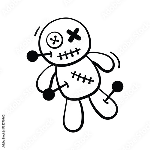 Take a look at this amazing doodle icon of voodoo doll in modern style