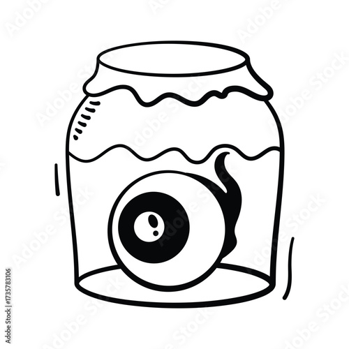 Jar filled with bloody eyeballs perfect for spooky Halloween art.
