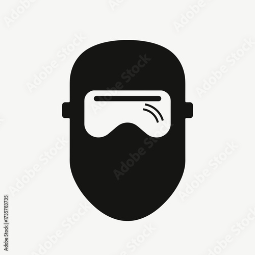 Welding mask depicted in bold silhouette on plain background. Construction work demands appropriate safety, so it’s important to choose your welding mask carefully,