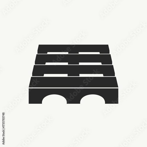 Black wooden pallet seen from above on a light background for industrial applications. Wooden pallet provides strong base for construction materials.