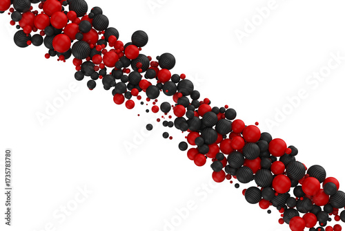 3D abstract composition of red, white and black spheres