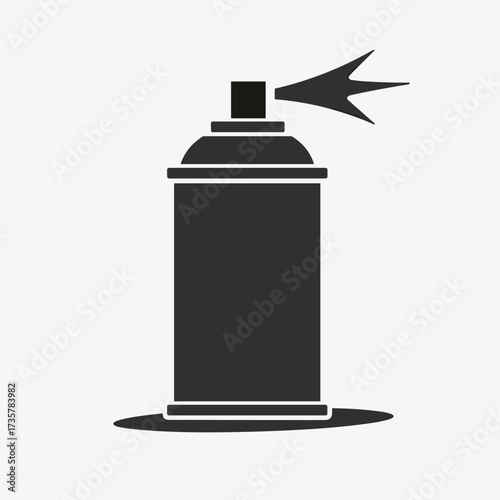 Black spray paint can against a white background shows tool for construction work. Construction work requires tools and supplies like aerosol cans, sealant for surfaces and paint.