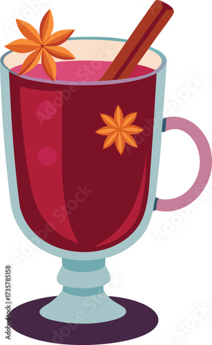 Christmas Mulled Wine Warmth cozy glass of warm spiced wine with orange wheel garnish