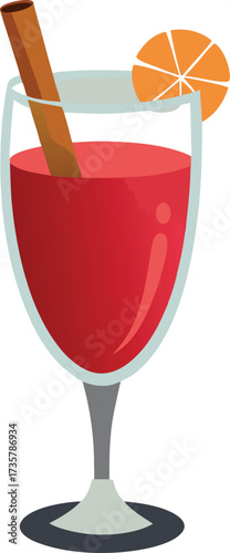 Christmas Mulled Wine Warmth cozy glass of warm spiced wine with orange wheel garnish