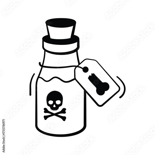 Creepy poison potion bottle with skull symbol for Halloween