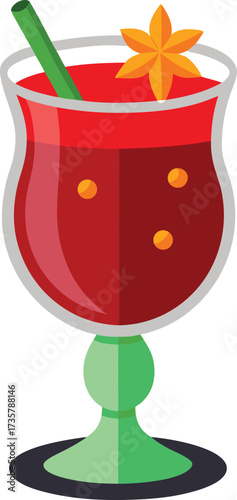Christmas Mulled Wine Warmth inviting winter goblet of spiced red wine with orange and steam