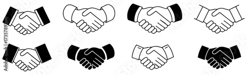 business handshake and partnership icon set