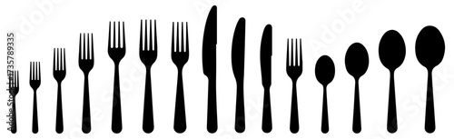cutlery fork spoon and knife icon set