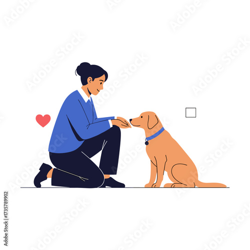 A person gently petting their beloved dog and showing affection.