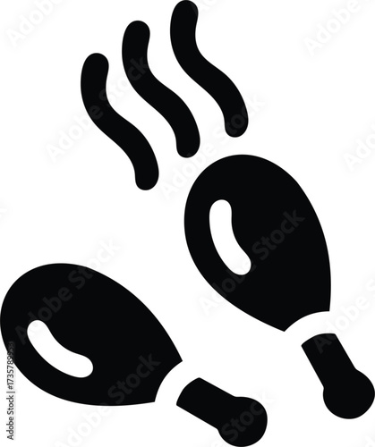 Hot and steamy fried chicken legs icon representing delicious food and fast food