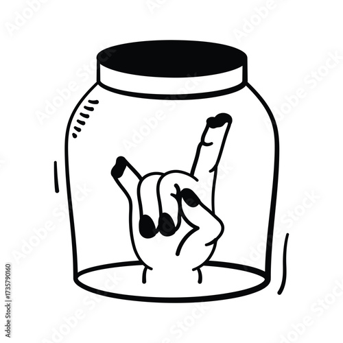 Severed hand in jar icon perfect for horror Halloween designs