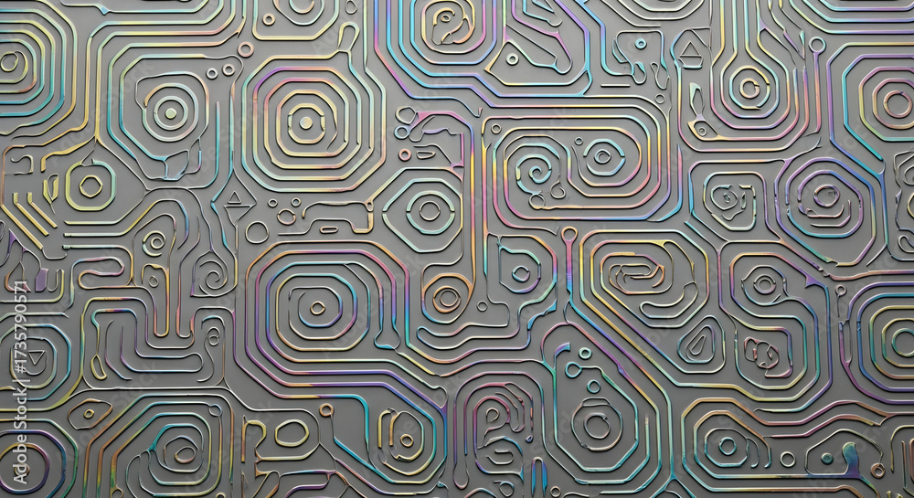 Naklejka premium Dynamic circuit pattern artwork digital studio abstract design modern environment top-down view technology concept