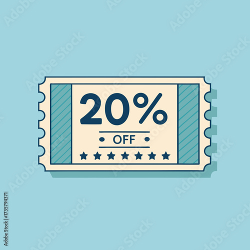 Retro Flat Design 20 Percent Off Discount Coupon Graphic
