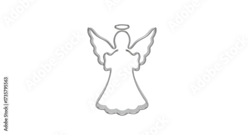 Simple outline of an angel with wings and halo, symbolizing peace and spirituality