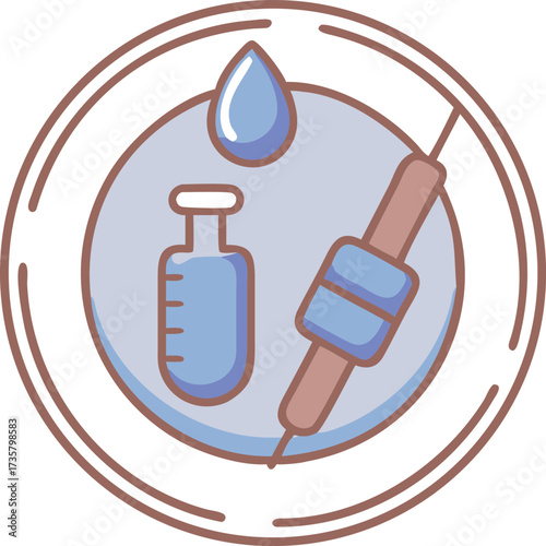 Medical Science Vector Icon Design with Injection and Medicine Vial
