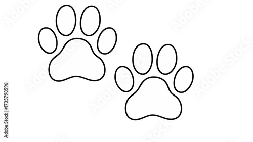 Two black and white paw prints, each with four toes and a large pad, on a white background.