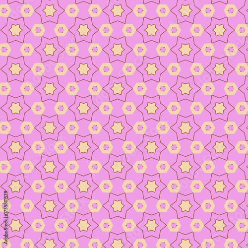 A seamless pattern of playful  stars scattered whimsically across a soft background.